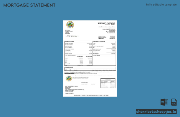 Bank von Sierra Leone: Hypothekenabrechnung in Word- und PDF-Formaten (Beispielvorschau)